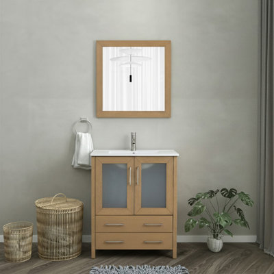 Brescia 30" Single Sink Freestanding Bathroom Vanity with Ceramic Top and Matching Mirror