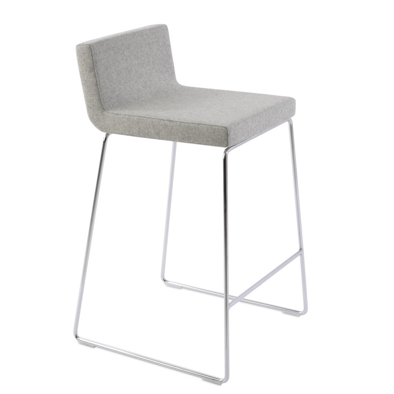 Gladwell Upholstered Counter Stool, Silver Wool, Bar Stool (31" Seat Height)