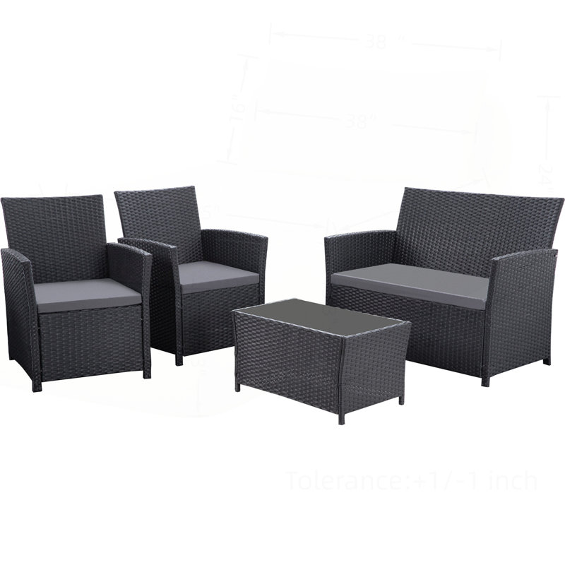 Ensemble de meubles d'extérieur en osier pour terrasse, confortable et durable, Gris