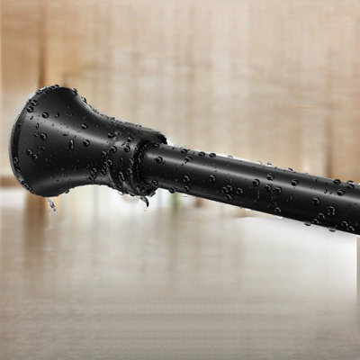 Matte Black Shower Curtain Rod 36-84 Inch(3-7Ft), No Slip No Drill Stainless Steel Spring Tension Curtain Rod, No Rust Shower Rod Adjustable For Bathroom Window Bedroom