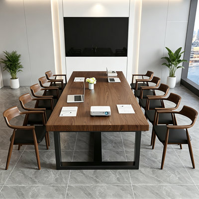 Rectangle Nut-brown Solid Wood Conference Table