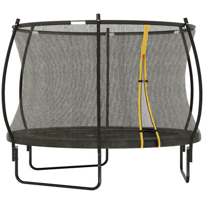 10ft Trampoline Outdoor for Kids Adults, Recreational Trampoline with Net Enclosure, Curved Poles and Safety Spring Cover, Black