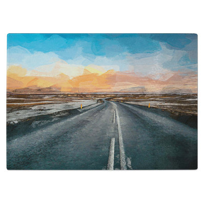 Tempered Glass Road Through Iceland Chopping Board