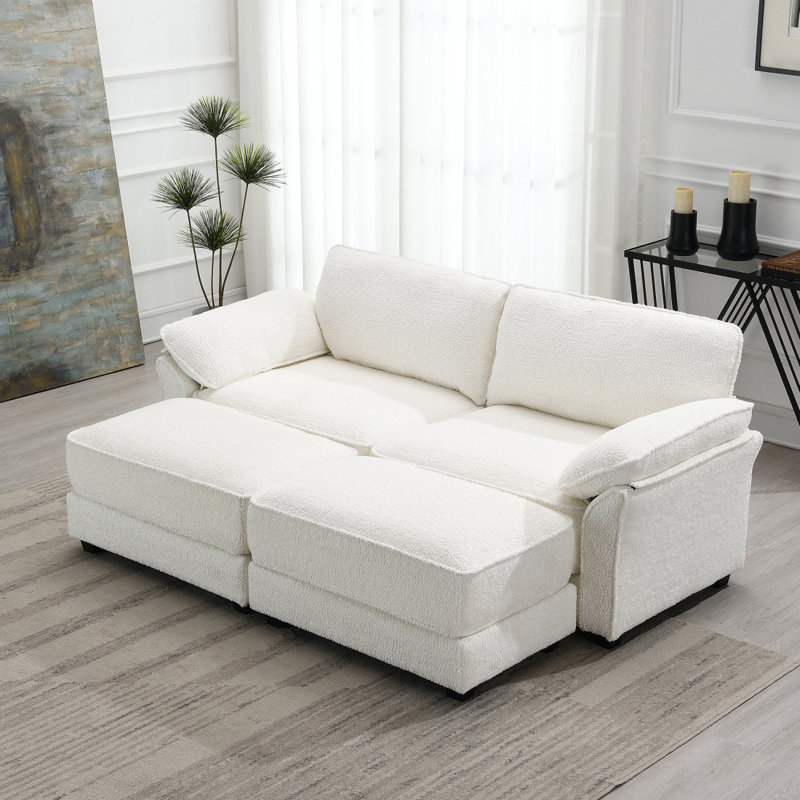 Canapé-lit modulaire convertible Free Combination, Chenille blanche
