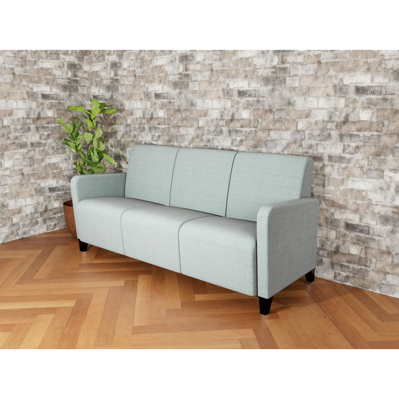Ravenna Lounge Reception 3 Seat Tandem Seating No Center Arm, Black Wood, Chambray Seafoam