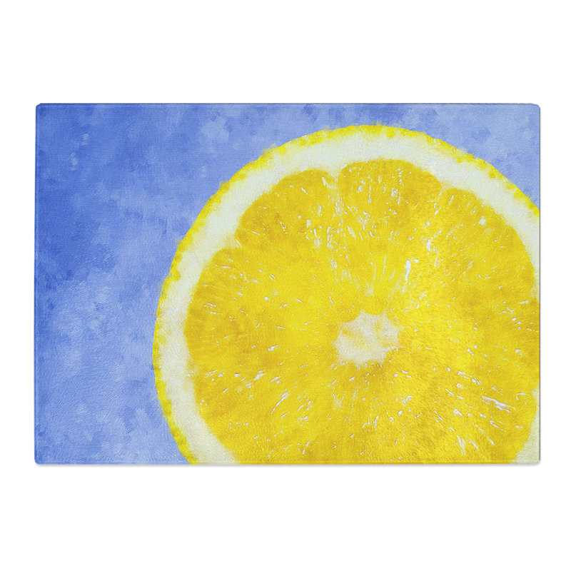 Tempered Glass Lemon Slice Chopping Board, 28.5 cm x 39 cm