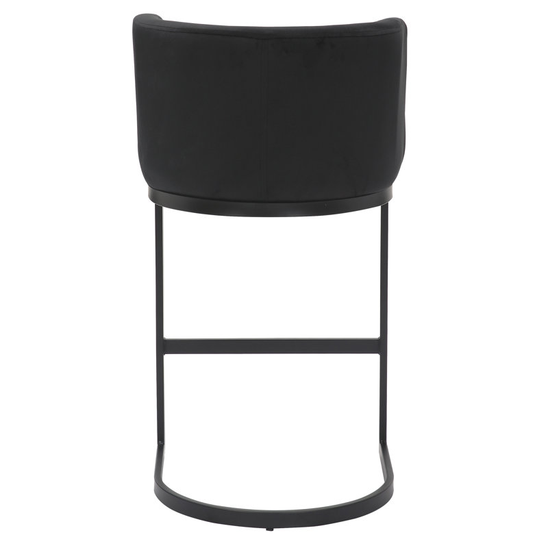Adelaid Upholstered Counter Stool with Metal Frame, Black