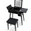 Black Dressing Table With 2 Drawers, Led , Charging Station, Panel And Vanity Stool, 27.9'' Makeup Desk Stool For Bedroom,