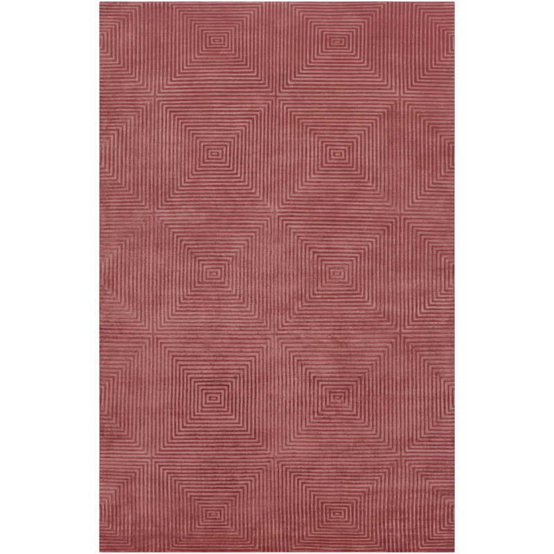 Tapis géométrique framboise noué à la main Elora, Rectangle 4 pi x 6 pi