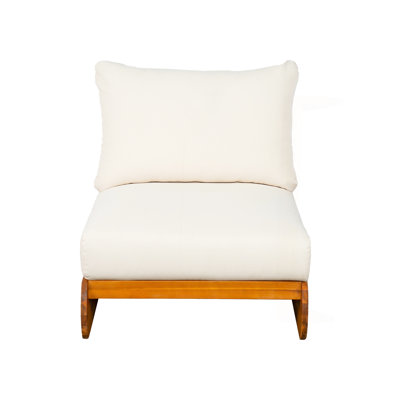Fauteuil club en acacia Lazy, beige