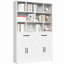Bibliothèque en métal avec 2 portes, 2 tiroirs, armoire de rangement avec tablettes ouvertes pour bureau à domicile, salon
