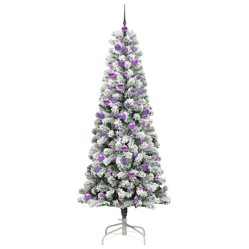 Artificial Hinged Christmas Tree Green and white, 6.89 ft