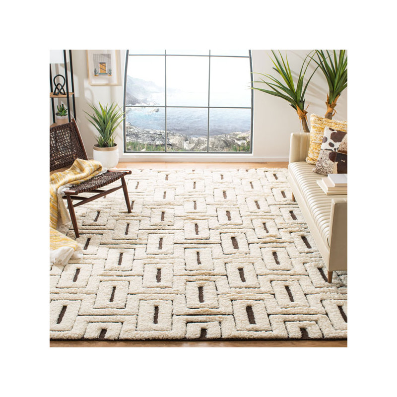 Jahn Geometric Wool Hand Woven Area Rug, Rectangle 183 x 274 cm