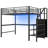 Full Metal Loft Bed With Desk, Small Wardrobe& LED Storage-1928606448