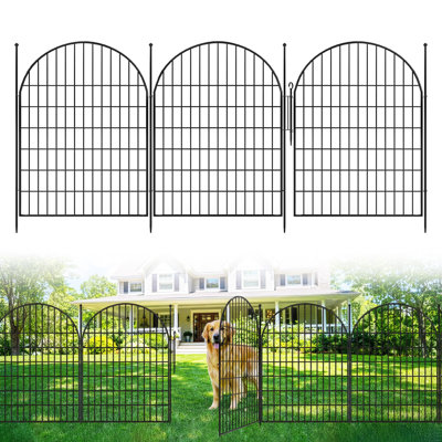 10-Pack Metal Garden Fence Panels, 40" H x 23.6 Ft Total Length, Heavy Duty Landscape Border Fencing for Outdoor Lawn & Flower Beds, With Gate