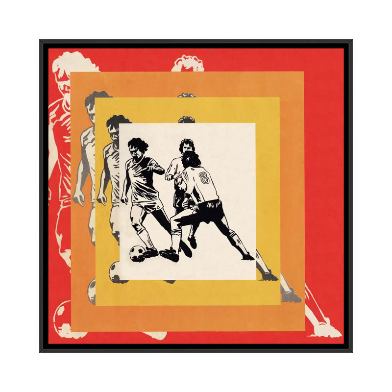 « futbol graphics », impression sur toile, H 18 po x l 18 po x P 1,5 po, Toile avec cadre noir, Pas de tapis