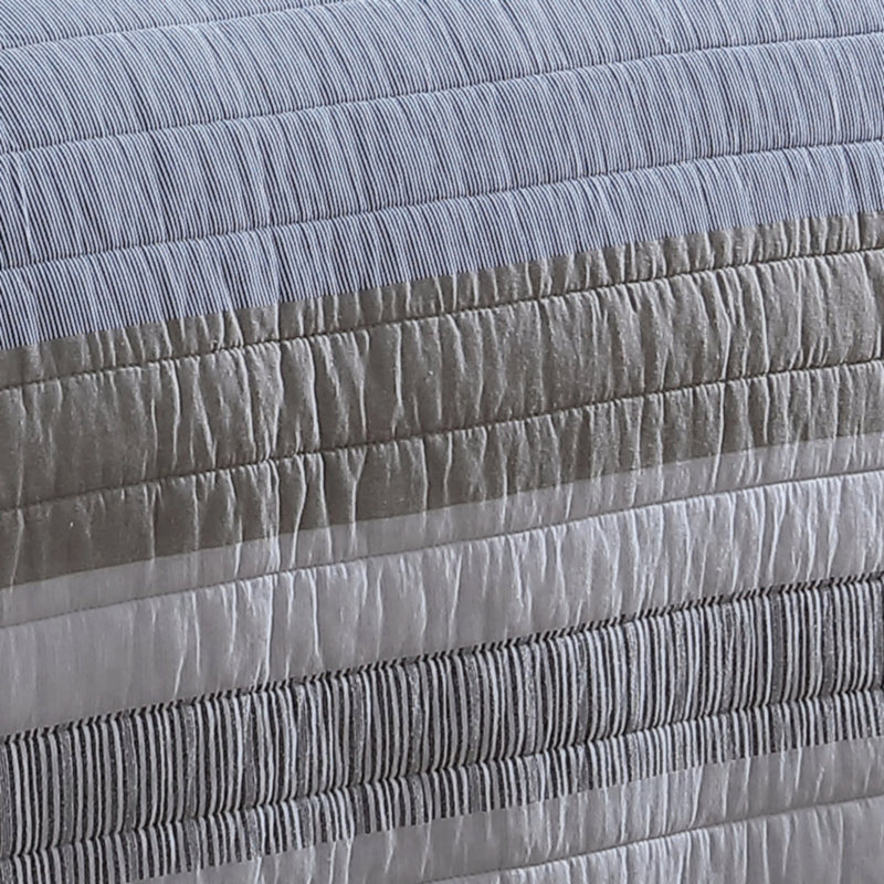 Nautical Blue and Beige Cotton King Quilt Set