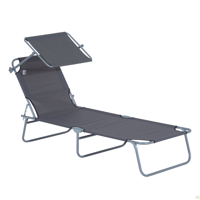 Chaise longue d'extérieur, chaise longue pliante réglable, Gris