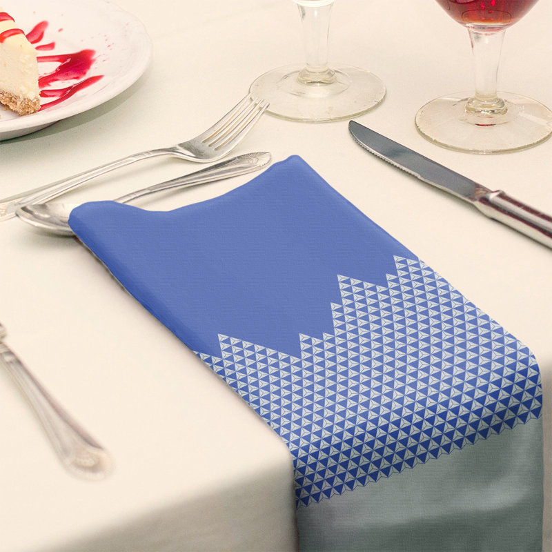 Polyester Geometric Square Napkin, Blue, Polyester Twill, 0.1" H x 22" W x 22" D