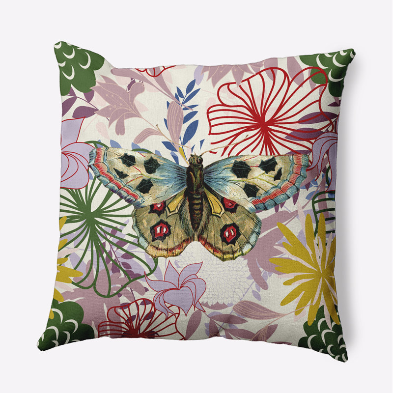 Floral Outdoor Reversible Throw Pillow, 16" H x 16" W, Square
