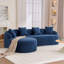 Canapé modulaire en forme de L à compression avec méridienne incurvée, canapé modulaire en chenille bleu sans assemblage, haute densité 30D
