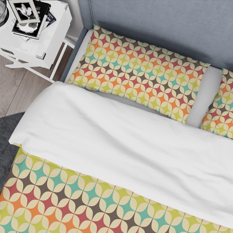  Ensemble de housse de couette en microfibre vert / orange / rouge, Housse de couette double / grand et 2 taies décor