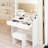 31" X 20" Makeup Vanity Table With Extra Large Led Mirror And Soft Cushion Stool, 3 - Color Lighting, Adjustable Brightness By Touch, Storage, Compact For Small Nursery Spaces, American Design White