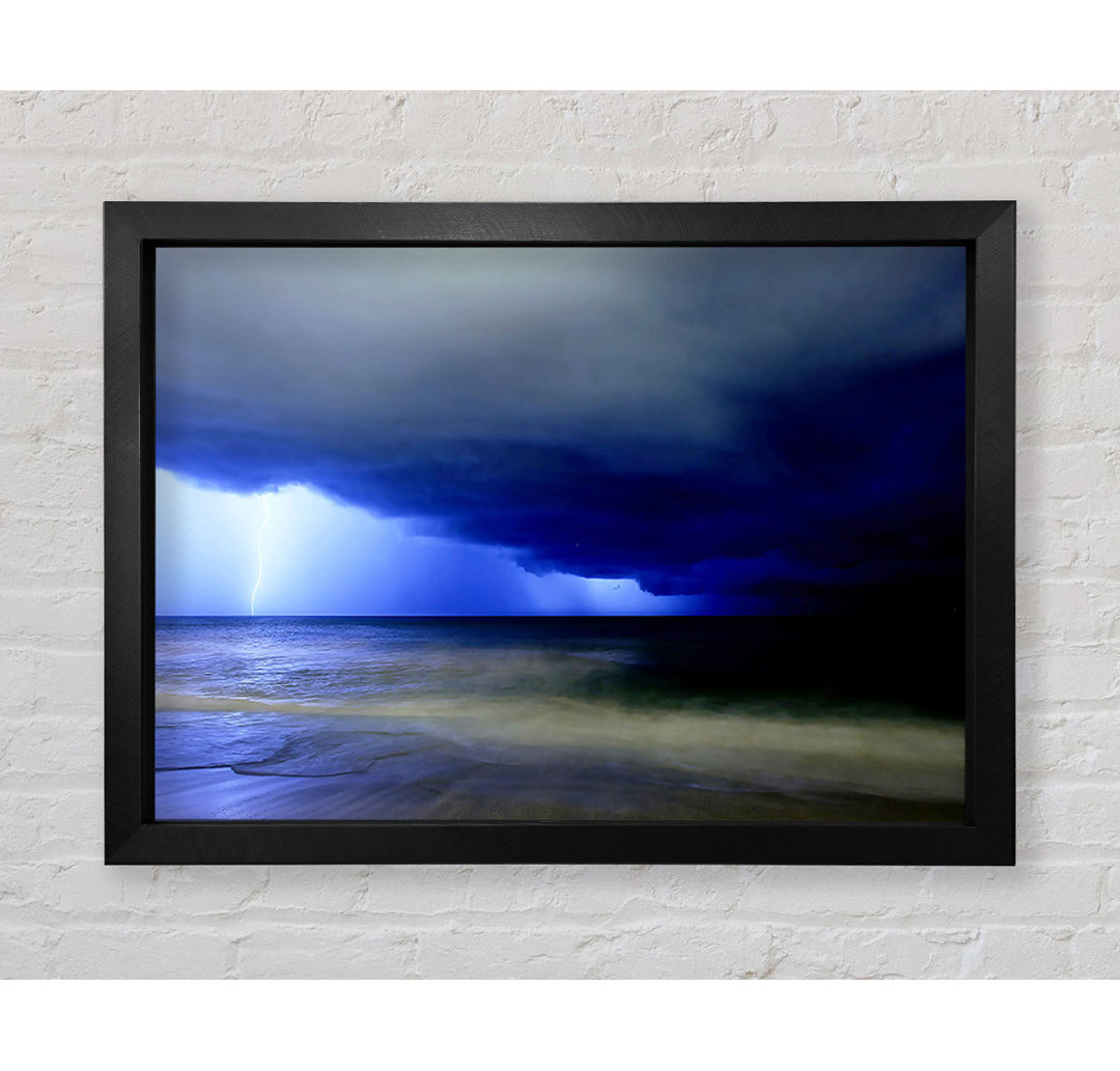 Blue Lightning Seas Gerahmter Druck Wandkunst