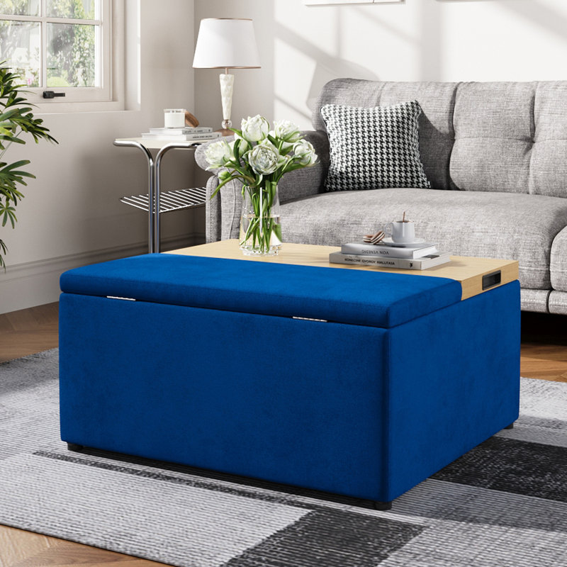 85cm Wide Velvet Rectangle No Pattern Standard Ottoman