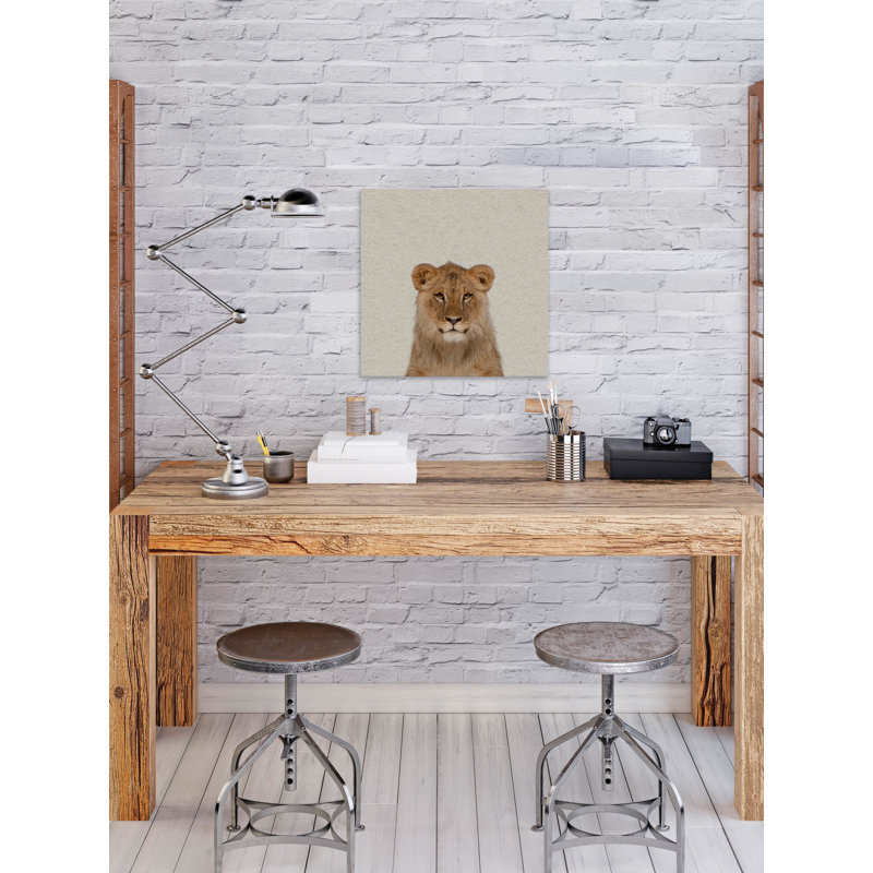 Smiling Lion - Drawing on Canvas, 61cm H x 61cm W