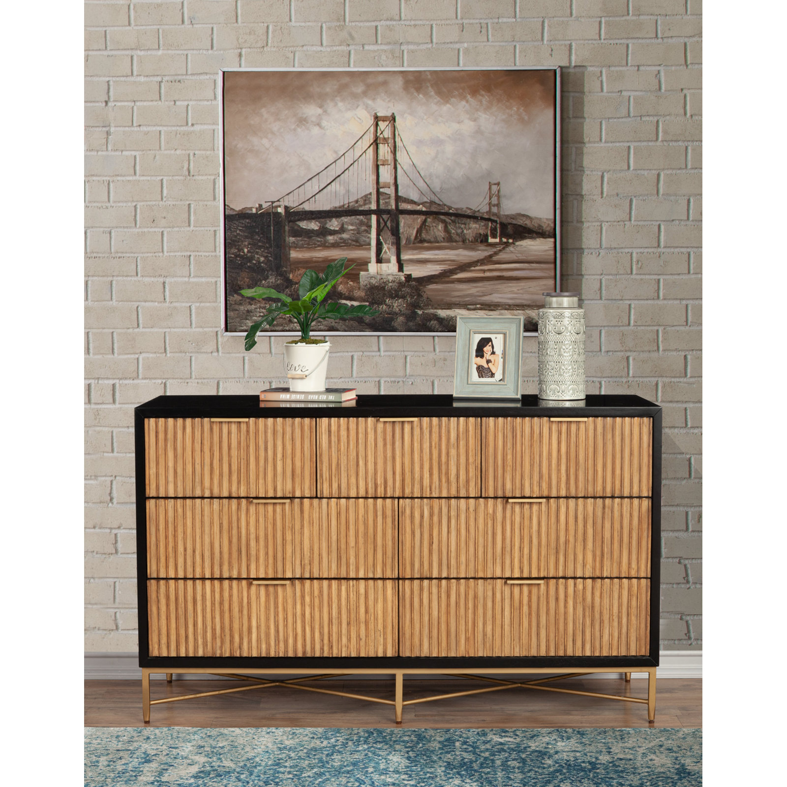 Babette 56" Mahogany Dresser, Black
