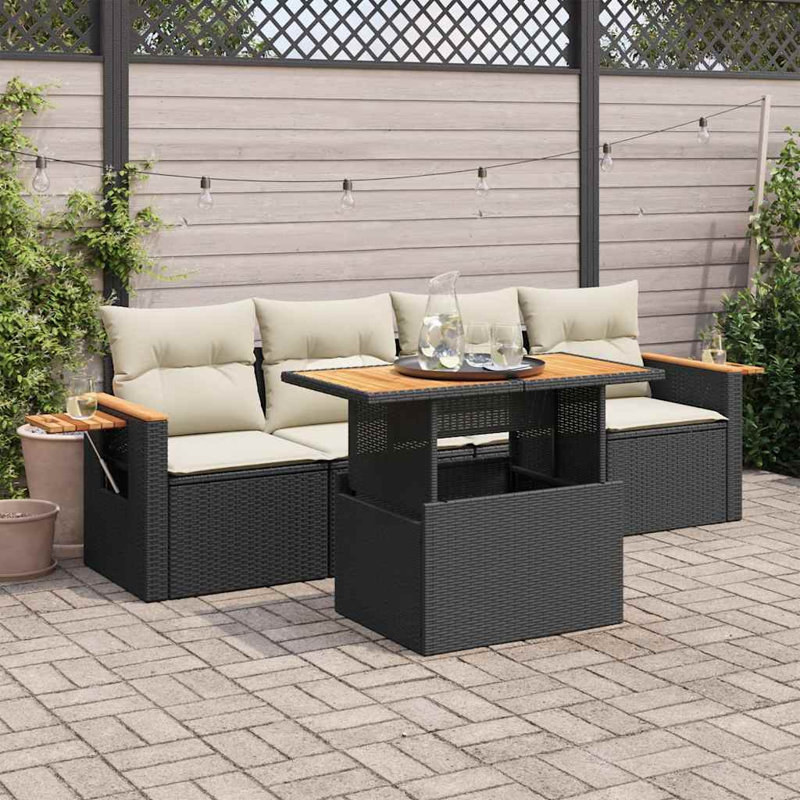 Vidaxl Garden Sofa Set Black, Cream White