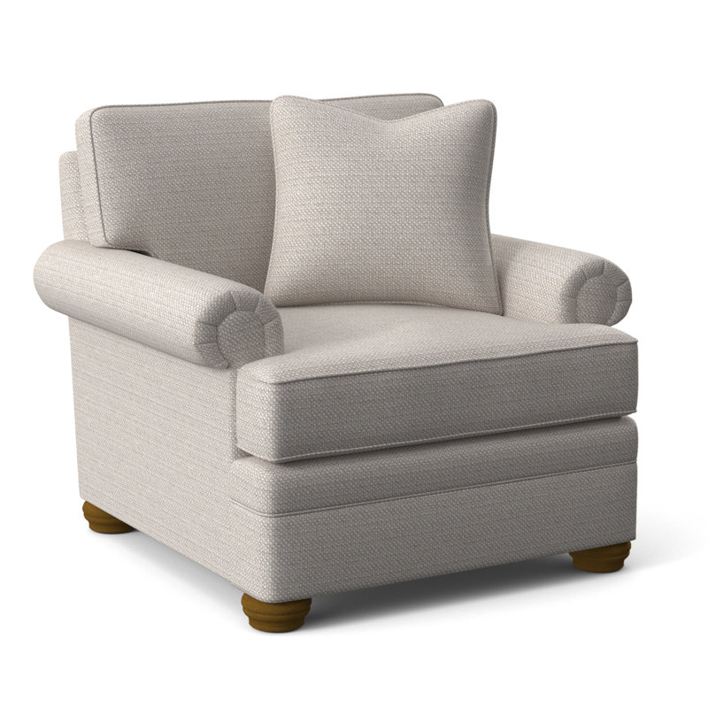 Kensington Armchair, White Textured Performance; 0865-91, Havana Finish