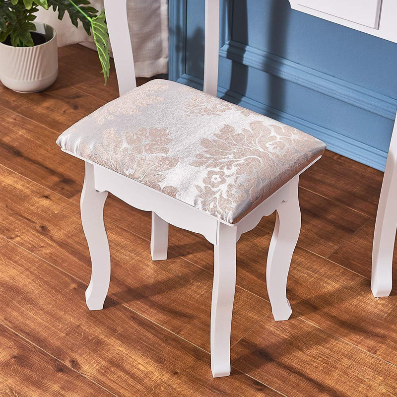 Bomford Dressing Table with Mirror, White
