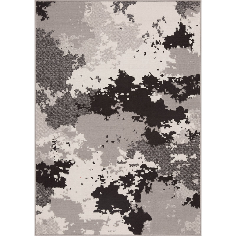 Tapis gris camouflage Pierce, Rectangle 3 pi 3 po x 4 pi 11 po