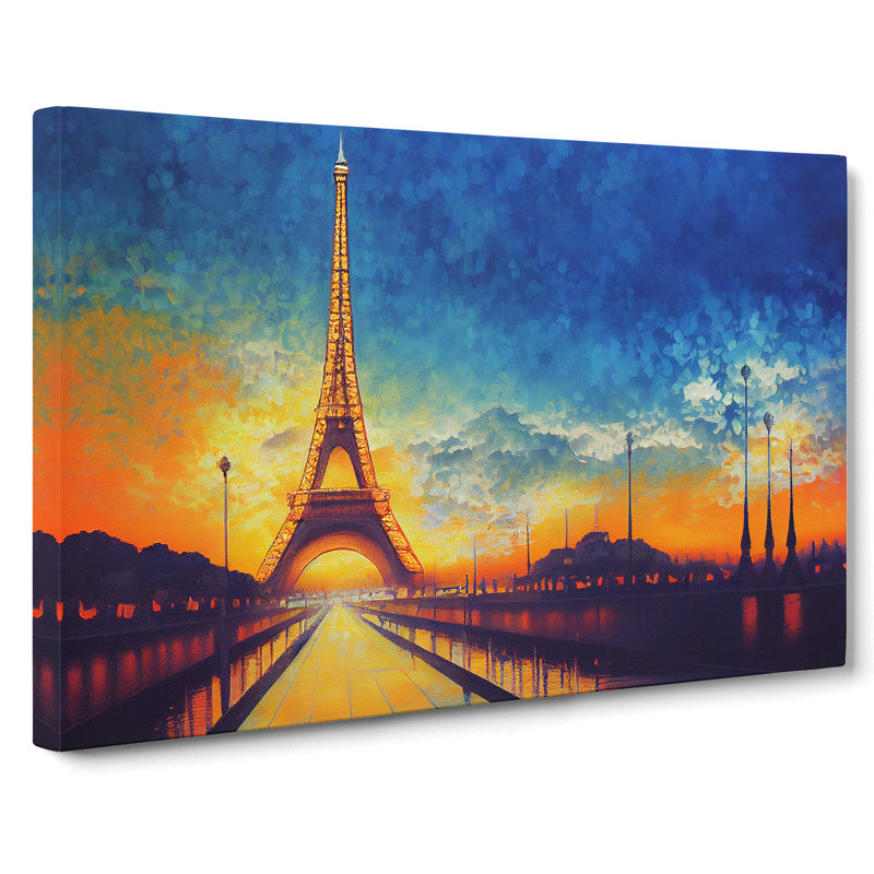 Eiffel Tower Art Painting - Wrapped Canvas Print, 35cm H x 50cm W x 3cm D