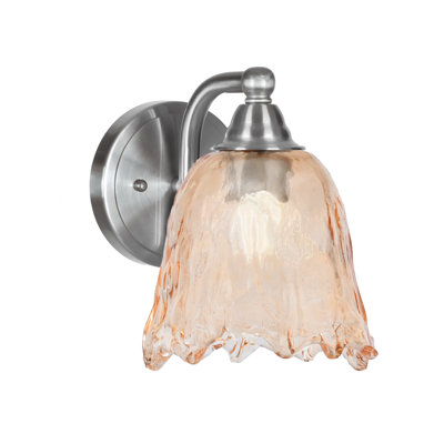 Ahern Wall Sconce, Brushed Nickel Finish, 7" Amber Lava Glass