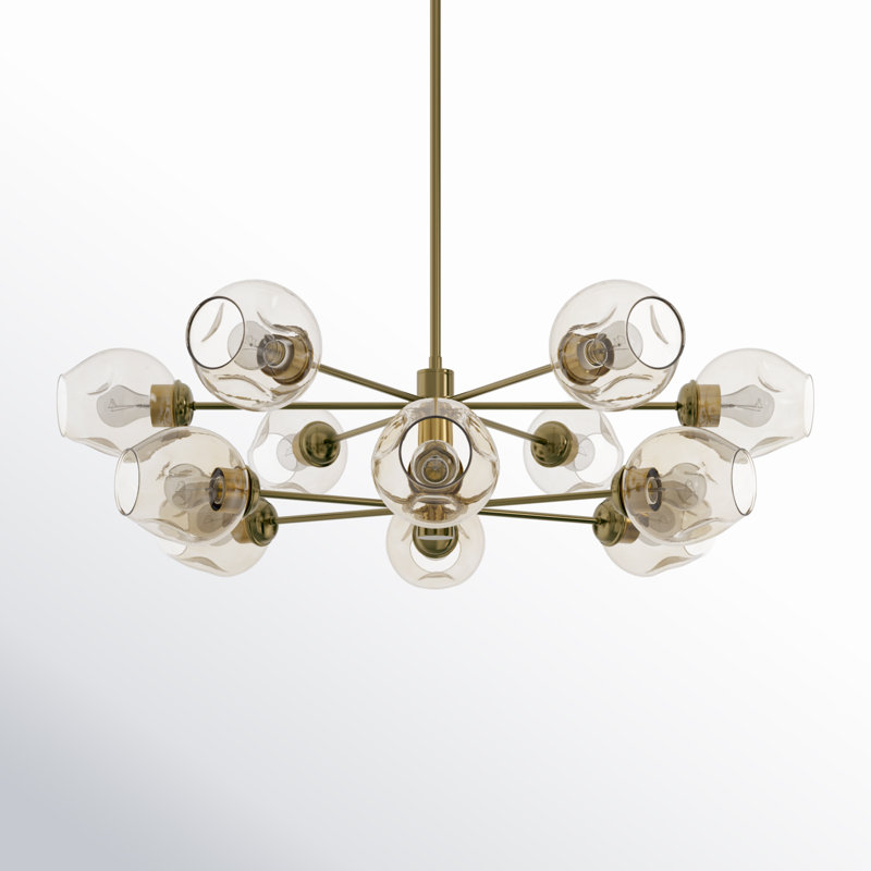 Lustre sphérique Spoutnik à 12 lumières Anastasia, Or antique, Brun