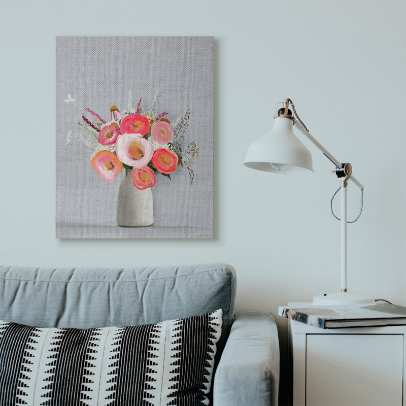 « fleur vase rose gray » par leah straatsma-reproduction d’art, H 40 po x l 30 po x P 1,5 po, Toile tendue