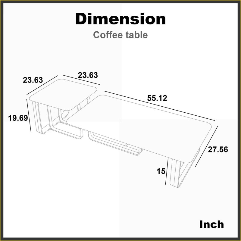 Table basse de salon rectangulaire avec plateau en pierre frittée et structure en métal argenté, résistante aux égratignures et facile à nettoyer