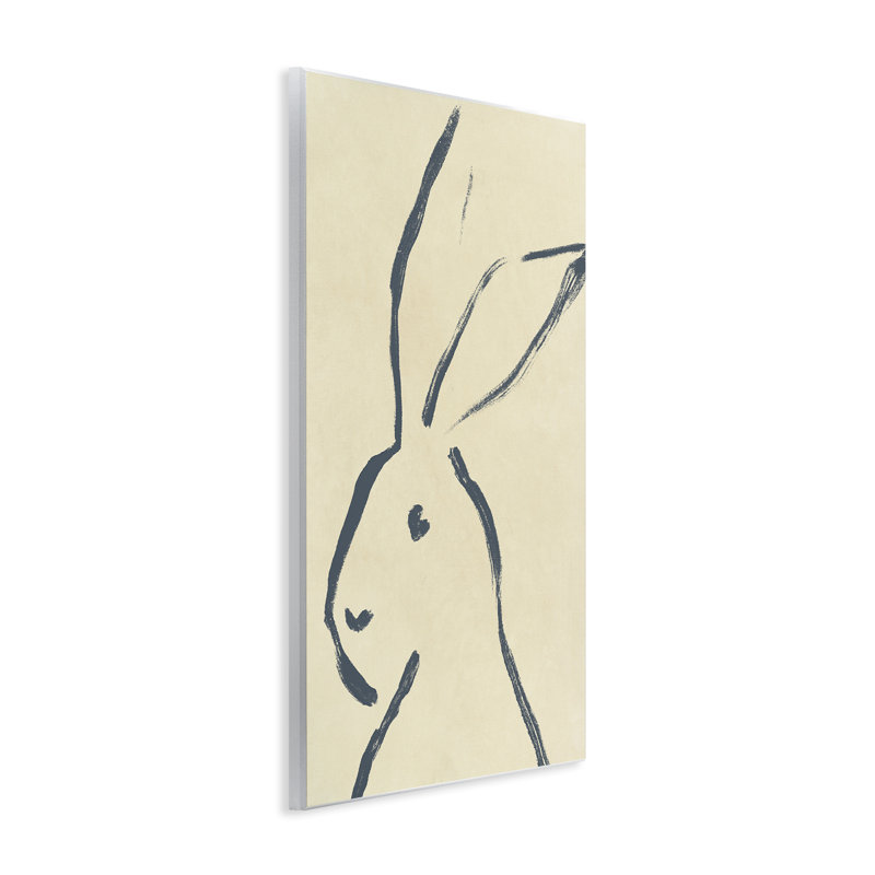 Art mural "Lapin brossé minimal" par June Erica Vess, H 19 po x l 13 po