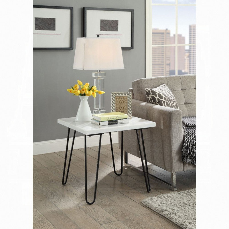 Table de bout Modern Luxury Elegance, Blanc/Noir