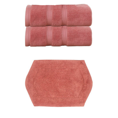 Ensemble de serviettes de bain 100% coton doux 2 pièces Bryd Collection et 1 tapis de bain 17x24 ", (ensemble de 3)