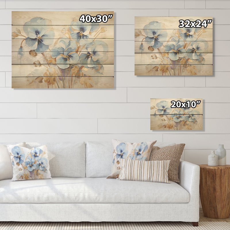 Minimalisme bleu et doré - Pensées délicieuses - Art sur bois de pin naturel, H 10 po x l 20 po