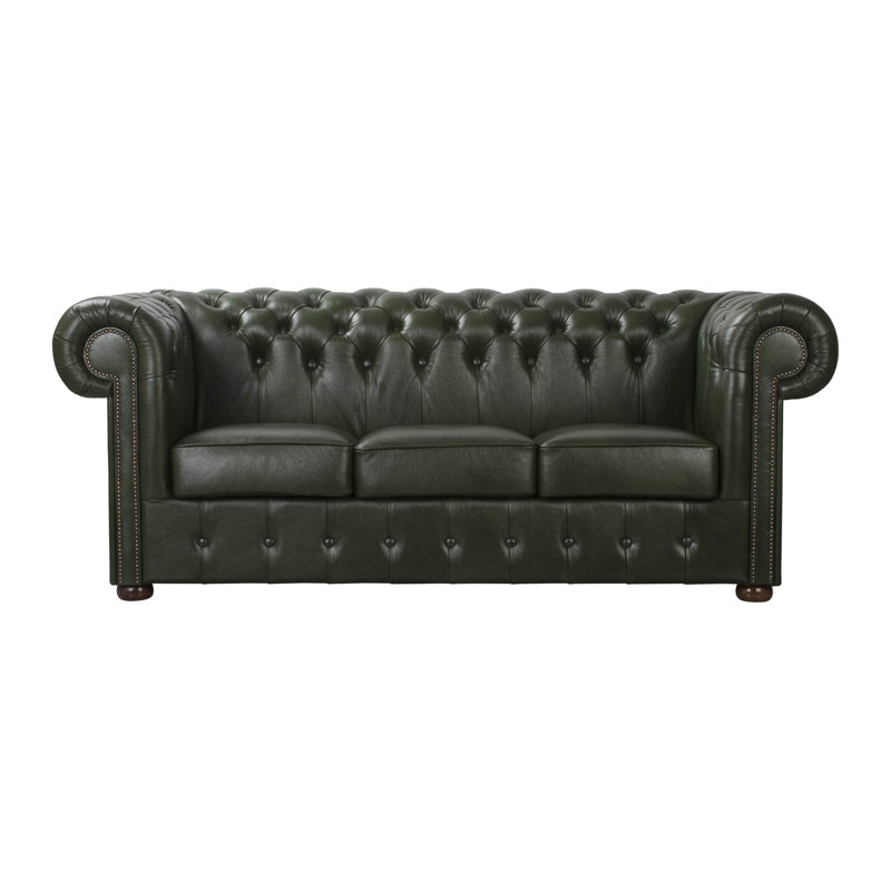 Tamico Genuine Leather Sofa, Green, 3