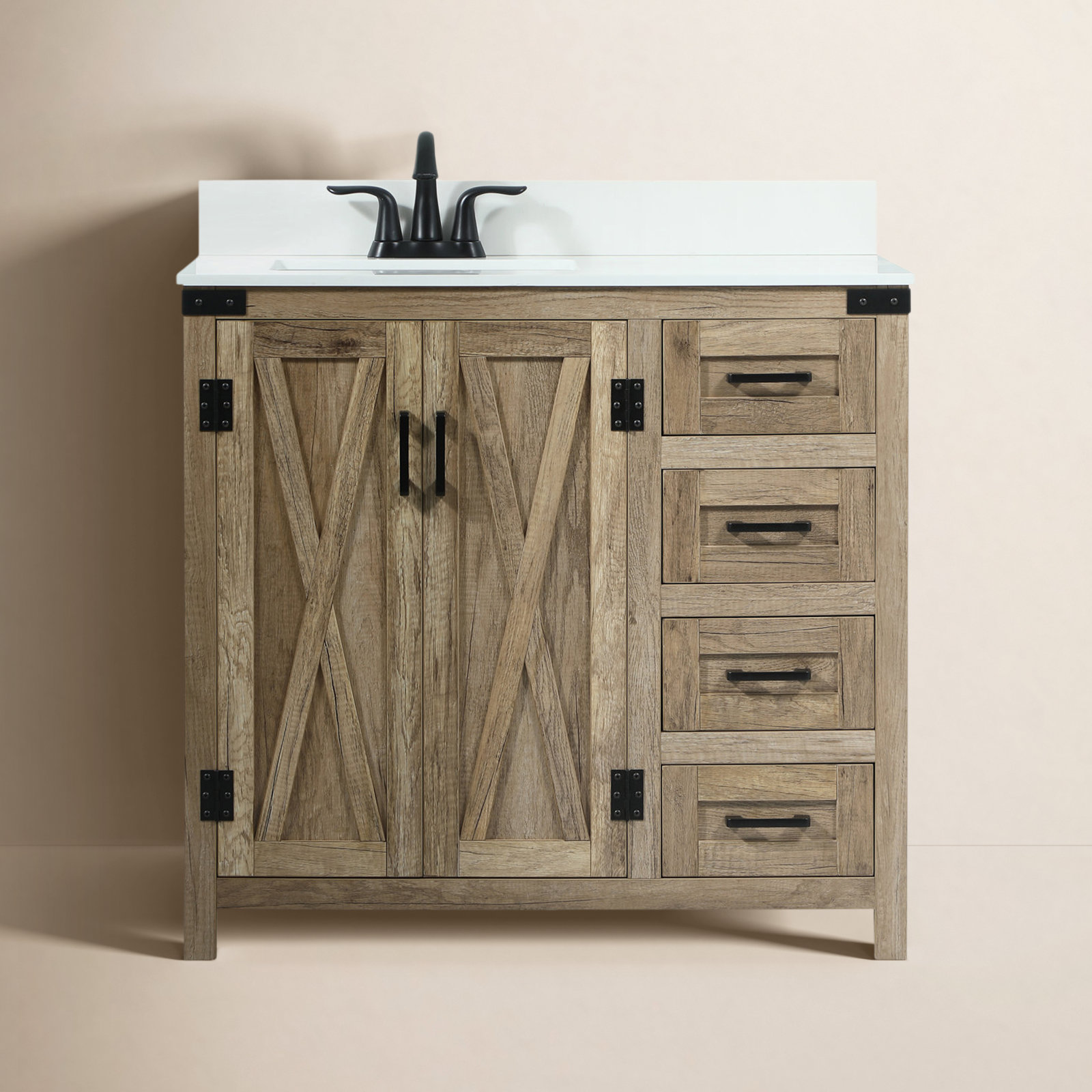 Slayton 36'' Single Bathroom Vanity, Natural Oak