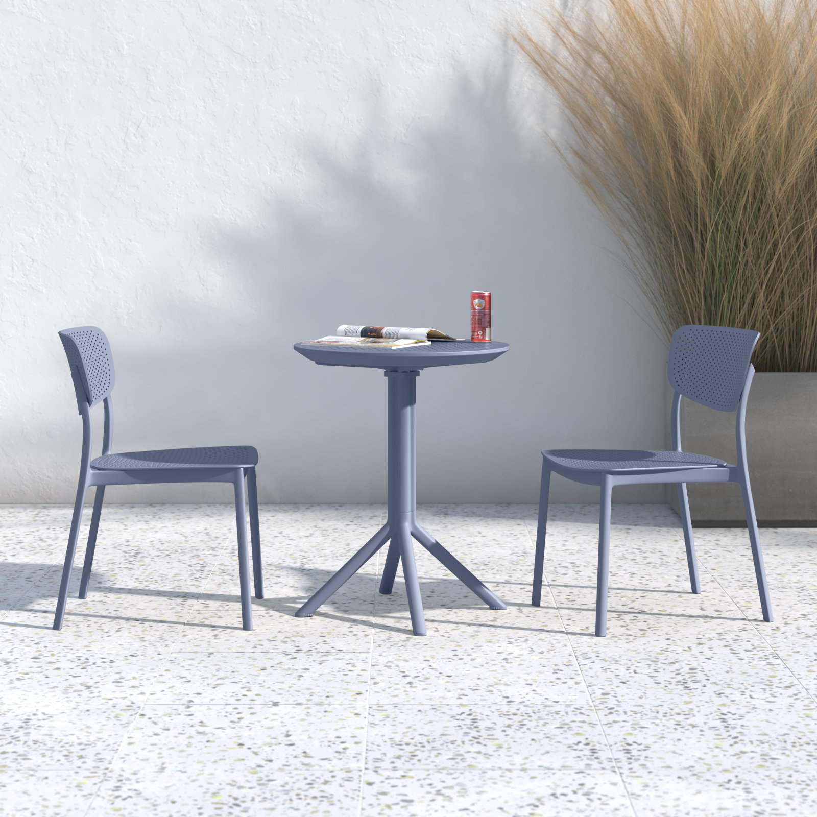 Farrah 24" Patio Bistro Set, Dark Gray