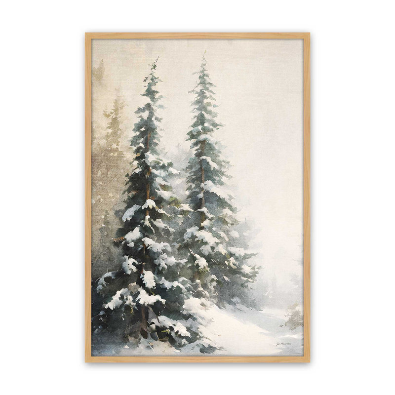 «Winter Pines I» par Jo Moulton, reproduction d'art sur toile, Tanné, H 17,5 po x l 13,5 po