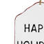 Ensemble de 6 étiquettes à suspendre en fer à finition joyeuses fêtes - H 7,5 po x 9,3 po - blanc / noir