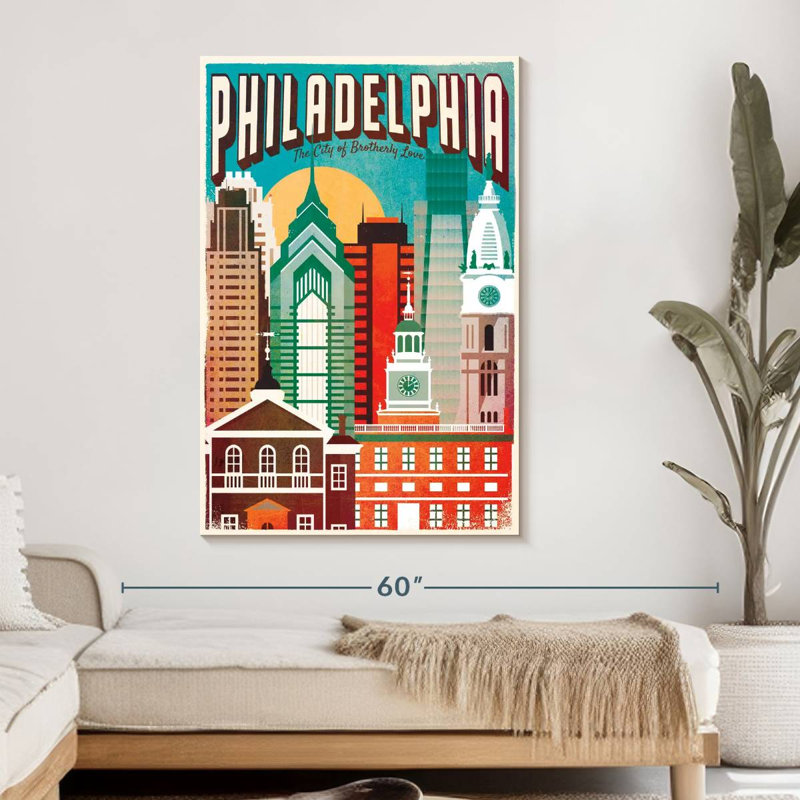 «Philadelphia Brotherly Love» sur impression sur toile, H 48 po x l 32 po x P 1,25 po